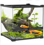 PawHut Terariu din Sticlă pentru Reptile, bază ridicată și impermeabilă, închizătoare cu buton | Aosom Romania (D40-052V01BK)