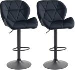 HOMCOM Set de 2 scaune de bar rotative, reglabile în înălțime, tapițate cu catifea și spumă neagră 51, 5 x 57, 5 x 93-114, 5 cm | Aosom Romania (835-506BK)