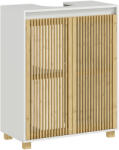 HomCom Mobilier sub chiuvetă baie, dulap cu uși jituite din bambus, 60 x 30 x 75 cm, efect lemn natural | Aosom Romania (834-832V00WT)
