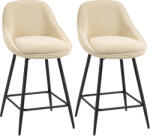 HOMCOM Set 2 Scaune de Bar cu Spătar și Brațe Rotative din Catifea Bej | Aosom Romania (83A-344V00BG)