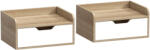 HOMCOM Set de 2 noptiere murale, noptiere cu sertar și blat cu margini ridicate, 40x30x19, 5cm, lemn natural | Aosom Romania (831-629V82ND)