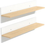 HOMCOM Set 2 Rafturi de Perete pentru Casă și Birou, Rafturi din Lemn pentru Bucătărie și Living, 80x16.5x20 cm, Alb și Lemn Natural | Aosom Romania (83C-163V90WT) Raft