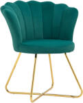 HOMCOM Fotoliu coquillage fotoliu de machiaj fotoliu din catifea fotoliu de salon cu picioare din oțel 69 x 64 x 80 cm verde închis | Aosom Romania (83B-133V00DG)