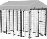 PawHut Cotet Exterior pentru Caini Mari, Tarc cu Copertina Impermeabila și Ușă, 239x121x183cm, Argintiu | Aosom Romania (D02-176V00SR)
