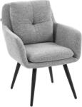 HOMCOM Scaun de accent modern, scaun tapițat cu picioare metalice, aspect de in, Gri deschis | Aosom Romania (83B-627V00LG)