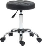HomCom Scaun Rotativ cu Roti, Rotund, Scaun pentru Coafor și Estetician cu Înălțime Ajustabilă, Tapițat în Piele Ecologică, Ø35.5x51-67 cm, Negru (503-011BK)
