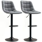 HOMCOM Scaun de bar modern, set de 2 scaune rotative cu spătar, reglabil pe înălțime, cu suport pentru picioare, tapițat, Gri închis | Aosom Romania (83A-221V00CG)