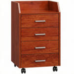 Vinsetto Comodă de birou pe roți Comodă de birou cu 4 sertare Archivator mobil pentru studiu 40x36x65 cm Maro | Aosom Romania (924-036V00BN) Comoda
