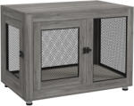 PawHut Cușcă pentru câini, Cușcă pentru căței, cu pernă rezistentă la apă, grilaj de oțel, piciorușe ajustabile, 94x60x71, 5 cm | Aosom Romania (D02-132V01GY)