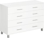 HOMCOM Comodă cu 4 Sertare, Picioare și Mânere din Aliaj, 112x38, 2x81 cm, Alb | Aosom Romania (831-549) Comoda
