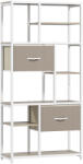 HOMCOM Etajeră de depozitare 6 niveluri, bibliotecă cu 2 sertare din țesătură, 9 rafturi deschise, 72, 5 x 30 x 150 cm, alb | Aosom Romania (838-592V00BG) Raft