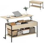 HomCom Masă de cafea cu blat extensibil, masă de cafea cu compartiment ascuns și raft deschis, 95x40x59cm, lemn natural | Aosom Romania (83B-389V00ND) Masa de cafea
