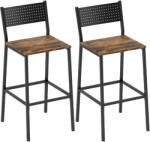 HOMCOM Set 2 Scaune Bar Stil Industrial cu Spătar și Suport pentru Picioare Maro | Aosom Romania (83A-336V00RB)