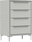 HOMCOM Comoda cu 4 Sertare în Oțel cu Acoperire în Țesut cu Efect de In, 60x36x88 cm, Gri | Aosom Romania (83D-076V00GY) Comoda