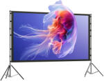 HomCom Ecran pentru Proiector de 100" 4K/8K HD, Format 16: 9 cu 2 Trepiede Pliabile, Proiecție dublă, Unghi Larg de 160°, pentru Acasă, Cinema, Exterior, Alb | Aosom Romania (001-026V00BK)