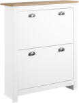 HomCom Dulap pentru Pantofi cu 2 Sertare pentru 12 Perechi de Încălțăminte, Dulap de Depozitare, 79x23x90, 5 cm, Alb | Aosom Romania (837-176) Pantofar
