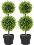 HOMCOM Set de 2 plante artificiale decorative, bile de buxus 60 cm cu ghiveci, plastic, verde | Aosom Romania (830-986V00GN)
