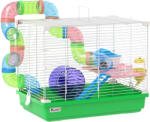 PawHut Cușcă pentru Hamster cu Tunel Bol Sticlă de Apă Căsuță Rampă Roată de Exerciții Tavă Detașabilă 46x30x37 cm Verde | Aosom Romania (D51-213V00GN)