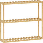 HOMCOM Etajeră din bambus ajustabilă, etajeră de baie cu 3 niveluri, 60 x 15 x 54 cm, efect de lemn natural | Aosom Romania (838-539V00ND) Raft