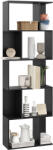 HOMCOM Bibliotecă cu 5 Rafturi Divizate în Formă de S din Lemn, 60x24x184.5 cm, Negru | Aosom Romania (833-450V00BK) Raft