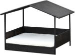 PawHut Pat Ratan pentru Câini cu Acoperiș pentru Exterior, Pat ridicat pentru câini mici și medii, Pat răcoros pentru Animale de Companie cu Cadru din Metal, Pat pentru Exterior, 69 x 98 x 70 cm, Cafea-Brun 