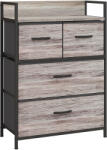 HOMCOM Mobilier de depozitare stil industrial comodă 4 sertare din material textil pliabile și detașabile și 1 raft 60 x 29 x 85 cm gri | Aosom Romania (831-760V00GY) Comoda