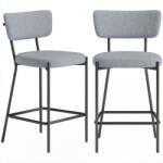 HOMCOM Set de 2 Scaune de Bar cu Spătar și Tapițate, Scaune Înalte din Material Textil cu Bară pentru Sprijinirea Picioarelor și Structură Metalică, Ușor de Asamblat, Gri Deschis | Aosom Romania (83A-423V00L