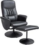 HOMCOM Set de 2 piese Fotoliu cu Taburet Fotoliu de relaxare cu Taburet, reglabil în înălțime, spătar înclinabil, Negru | Aosom Romania (833-694V02BK)