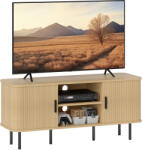 HomCom Dulap TV cu 2 Dulapuri, 2 Rafturi și 2 Orificii pentru Cabluri, Mobilier TV din Lemn, 120x40x55 cm, Lemn Natural | Aosom Romania (83B-039V80AK)