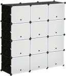 HomCom Mobilier de depozitare Mobilier pentru pantofi modular 12 cuburi cu uși și rafturi - dim. 125L x 32l x 125Î cm - negru | Aosom Romania (850-169WT) Pantofar