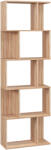 HOMCOM Bibliotecă cu 5 Rafturi Separate cu Spațiu de Economisire în Formă de S din Lemn, 60x24x184, 5 cm, Lemn Natural | Aosom Romania (833-450V00ND) Raft