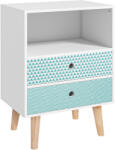 HOMCOM Comodă din lemn cu 2 sertare noptieră cu poliță deschisă pentru dormitor living 45x30x65 cm Alb | Aosom Romania (833-277) Comoda