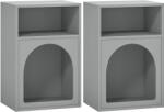 HOMCOM Set de 2 noptiere, noptieră cu compartimente deschise, design arcuat, 40 x 30 x 60 cm, gri | Aosom Romania (83D-017V81GY)