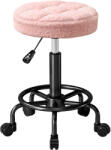 HomCom Taburet rotativ reglabil în înălțime Taburet rotativ 55-66 cm Taburet de lucru 360° rotativ Ø50 x 50-66 cm Roz | Aosom Romania (503-035V00PK)