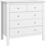 HOMCOM Comodă cu 5 sertare, mobilier de depozitare, cu mânere, șine metalice, din lemn, 79l x 39, 5P x 80, 5H cm, alb | Aosom Romania (831-256V00WT) Comoda
