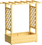 Outsunny Jardinieră ridicată cu spalier lateral și superior, ghiveci pentru flori cu găuri de drenaj, 110x44x113cm, lemn natural | Aosom Romania (84H-477V00ND)