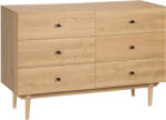 HOMCOM Comodă 6 sertare mobilier de depozitare picioare din lemn masiv 120 x 40 x 80 cm culoare lemn | Aosom Romania (831-608V00LR) Comoda
