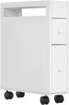 HomCom Carucior Cu Rotile pentru Spatiu Ingust Dulap de Baie, Design Compact, doua Sertare, patru Roti, alb, 16 x 49, 5 x 66 cm | Aosom Romania (834-539V90WT)