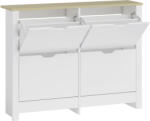 HomCom Dulap pentru pantofi 16 perechi, dulap îngust pentru pantofi cu 4 sertare rabatabile și rafturi reglabile, stil modern, pentru hol, intrare, 105 x 26 x 80 cm, alb și stejar | Aosom Romania (837-062V02 Pantofar