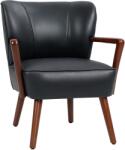 HOMCOM Fotoliu decorativ, scaun larg, aspect de piele, cadru din lemn, 120 kg, 67x77x80 cm, Negru | Aosom Romania (83B-053V00BK)