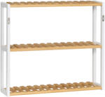 HOMCOM Raft de perete din bambus cu 3 polițe flotante pentru living, dormitor, bucătărie 60x15x54 cm natural și alb | Aosom Romania (830-656V00ND) Raft