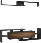 HomCom Mobilier TV cu Raft de Perete, Rafturi Deschise și Dulăpior din Lemn, 153, 6x25x42 cm, Negru | Aosom Romania (839-419V01BK)