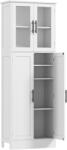 HomCom Dulap Baie 170 cm, Depozitare Independentă cu Uși din Sticlă și Rafturi Reglabile, Alb | Aosom Romania (834-862V00WT)
