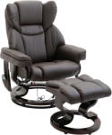HOMCOM fotoliu relax cu taburet, fotoliu TV rotativ 360° cu masaj, funcție șezlong, fotoliu cu masaj și buzunar lateral, fotoliu recliner, piele ecologică pentru living maro | Aosom Romania (700-116V91BN)