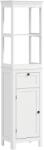 HomCom Mobilier coloană de baie armoire haute cu 2 rafturi, 1 sertar și 1 dulap - 40 x 30 x 165 cm, alb | Aosom Romania (834-720V00WT)