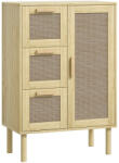 HomCom Armoire mobilier de depozitare stil boem cu 3 sertare și 3 rafturi, fațadă din răchită țesută, compact, 55 x 30 x 82 cm | Aosom Romania (834-737V80AK)