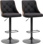 HOMCOM Set de 2 scaune de bar HOMCOM, inaltime reglabila si suport picioare, negru | Aosom Romania (835-823V00BK)