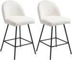 HOMCOM Set 2 Scaune de Bar cu Spătar din Catifea și Suport pentru Picioare, 48.5x56x92 cm, Alb Crem | Aosom Romania (83A-231V00CW)