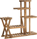 Outsunny Étagère à Fleurs en Bois Supports de Pots Porte Plante Bois 6 rafturi - dim. 98L x 28l x 95H cm - Lemn de Brad tratat carbonizare pentru Interior Grădină Terasă Balcon | Aosom Romania (845-523) Pantofar