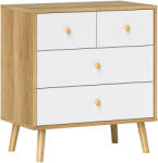HOMCOM Cofraj cu 4 Sertare cu Finisaj Elegant și Capacitate Mare de Depozitare 60x35x65 cm Stejar și Alb | Aosom Romania (831-959V01AK) Comoda